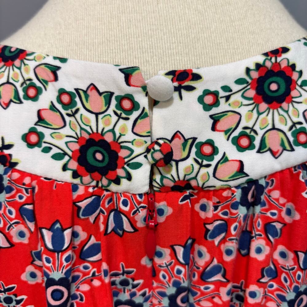 Boden Mixed Print Floral Geometric Sleeveless Swing Mini Dress Red White,Size 12 - Picture 4 of 9